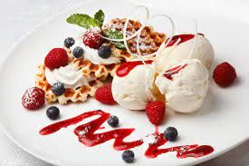 Vanilla Ice Cream Fruits Waffle