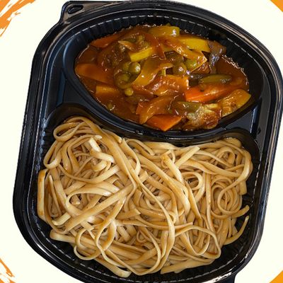 Vegetable meal with BBQ sauce