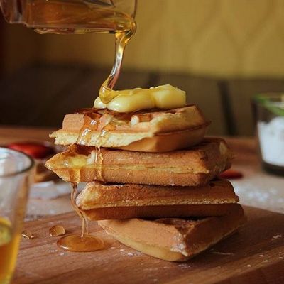 Maple syrup and butter waffle