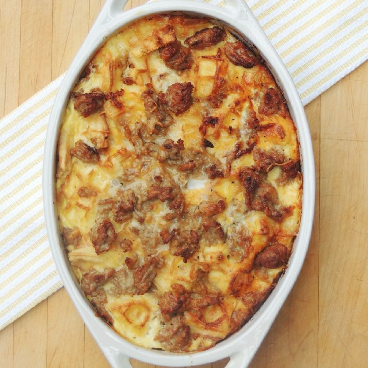 White Chocolate Waffle Cono Casserole