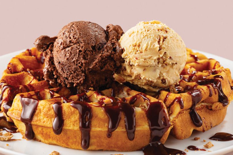 Waffle with ice cream