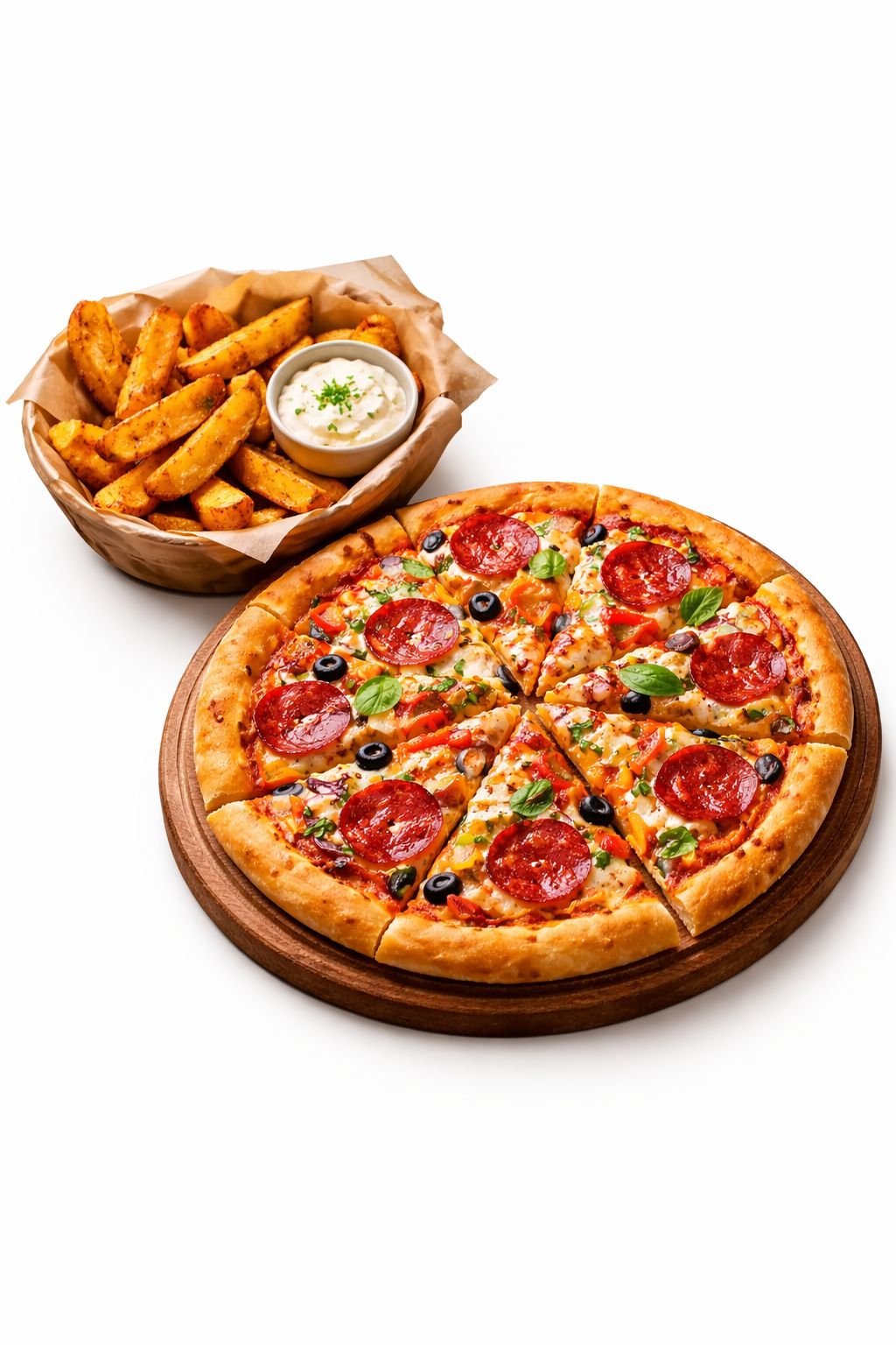 Medium pizza offer with wedges.