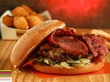 Stack Beef Burger With Beef Bacon Sandwich