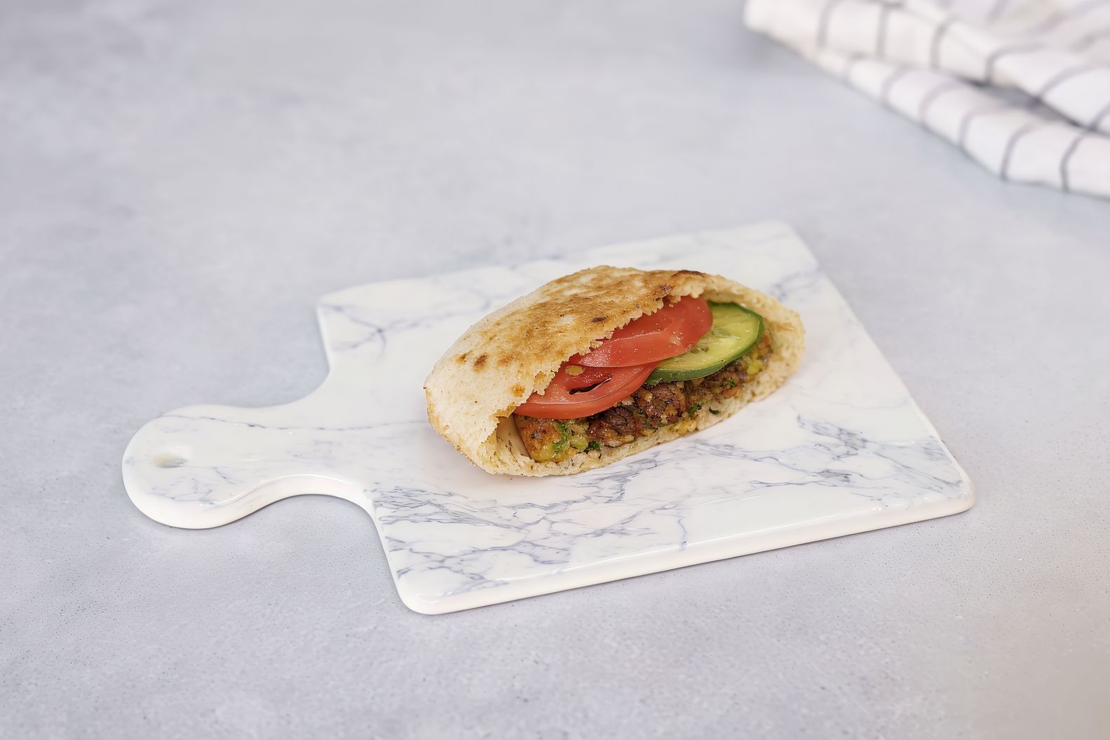 Falafel with boiled eggs sandwich