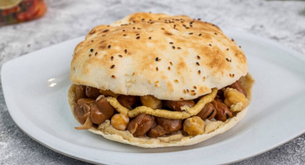 Foul With Chickpeas Sandwich