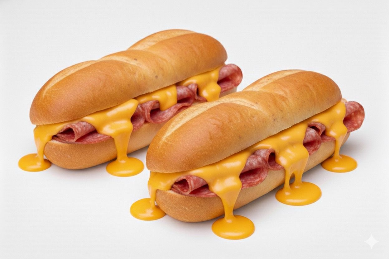 Melted salami sandwich