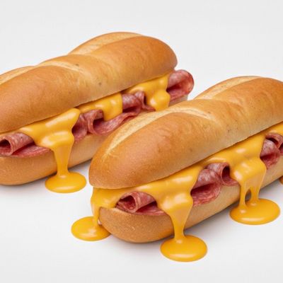 Melted salami sandwich