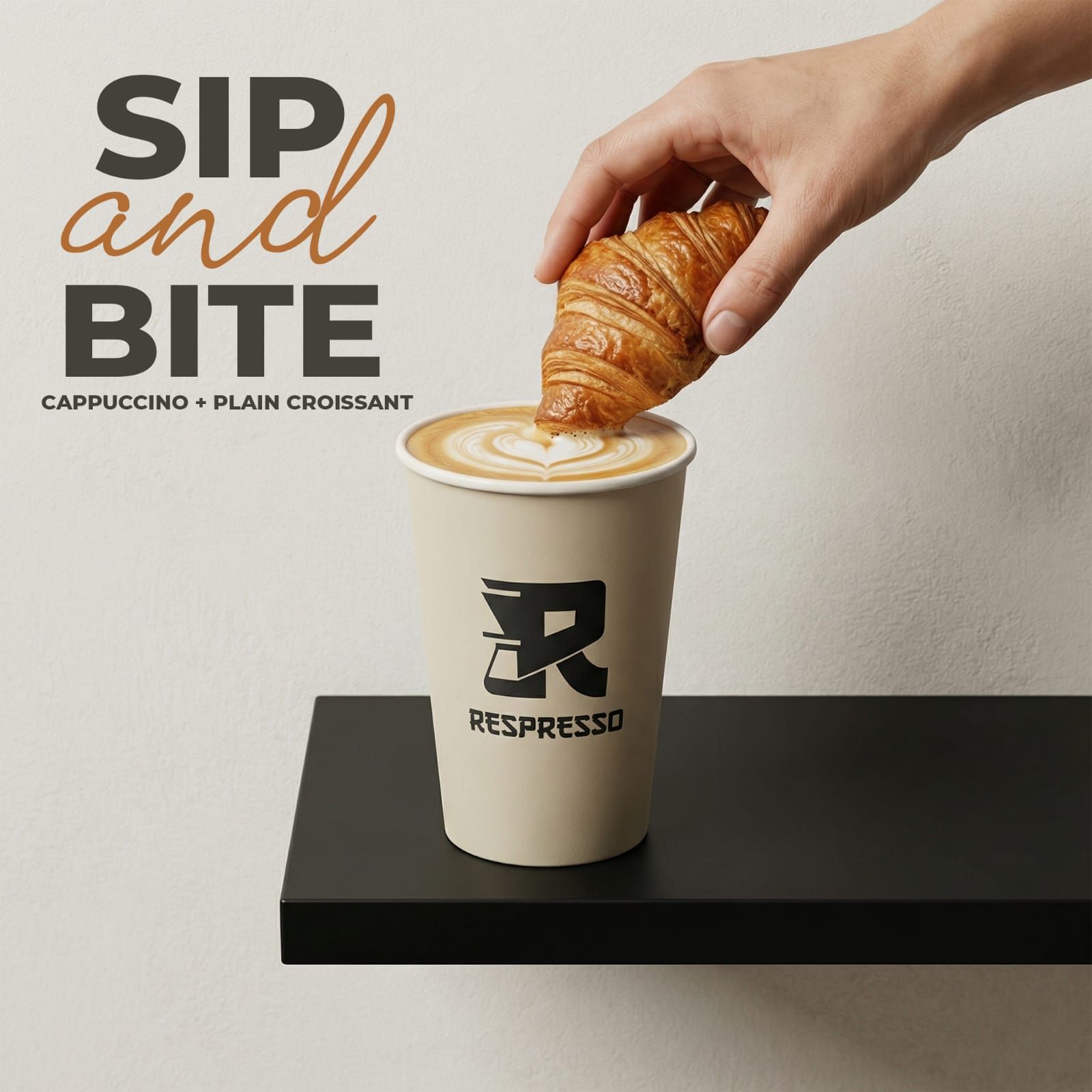 cappuccino + plain croissant