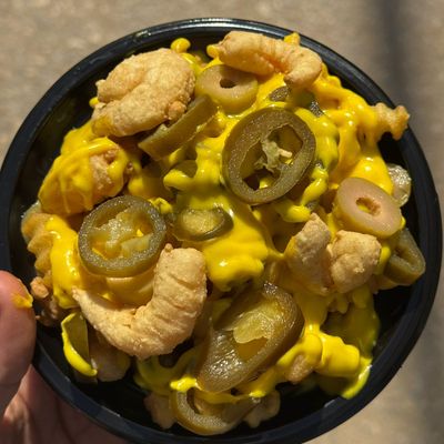 Shrimp fries with jalapeno.