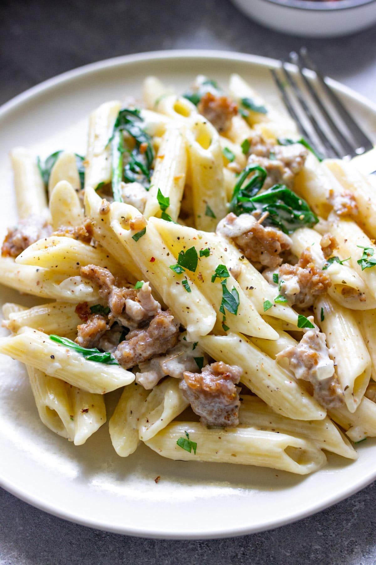 White Oriental Sausage Pasta