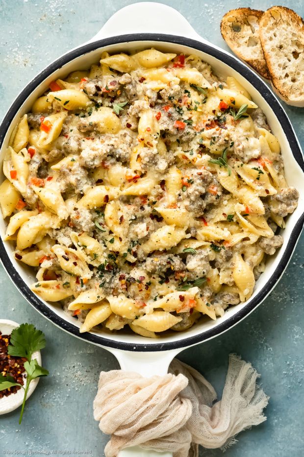 White sauce sausage pasta
