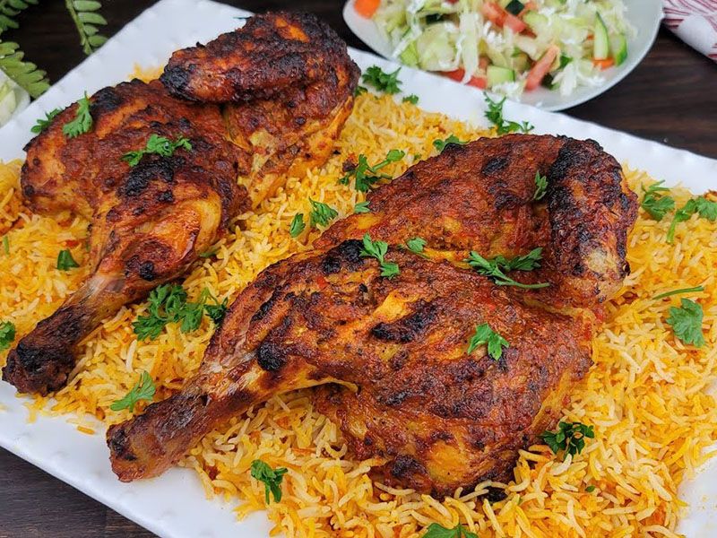 Whole Grilled Chicken With Basmati Rice