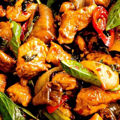 Wok chicken Fresh Basil and Hot Chili