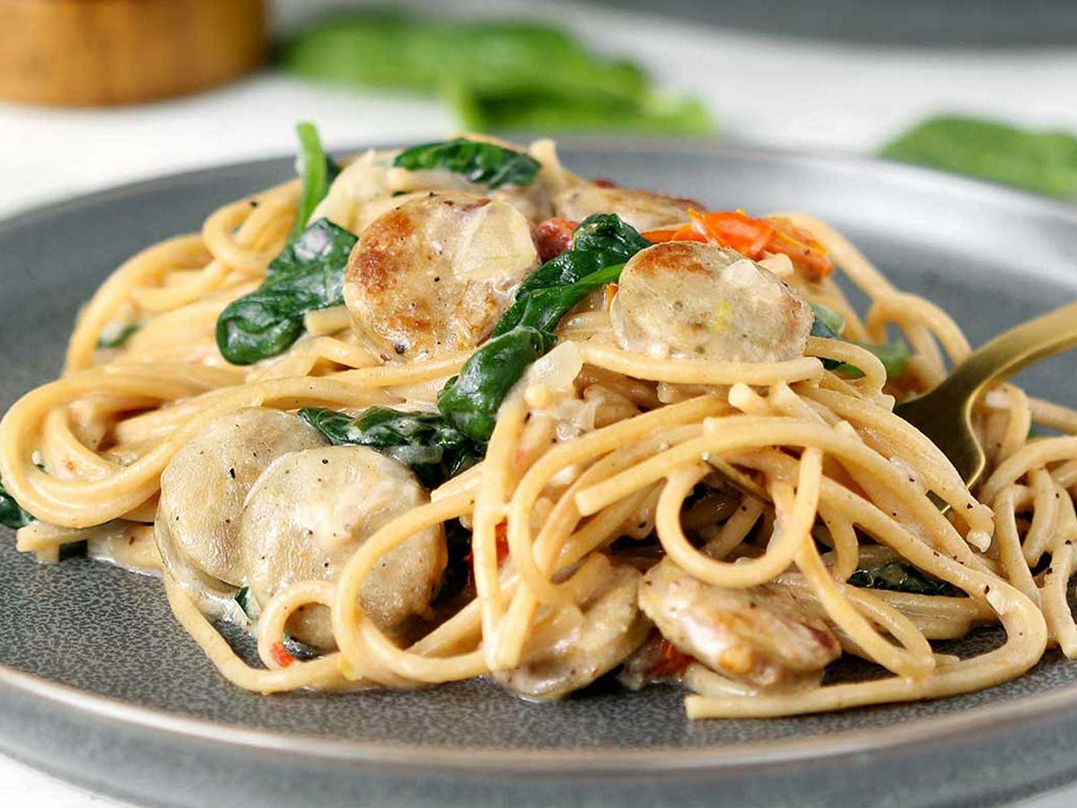 YELLOWISH LEMON SAUSAGE GRILLED CHICKEN With Pasta