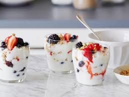 Yogurt With Fruits And Honey And Ice Cream