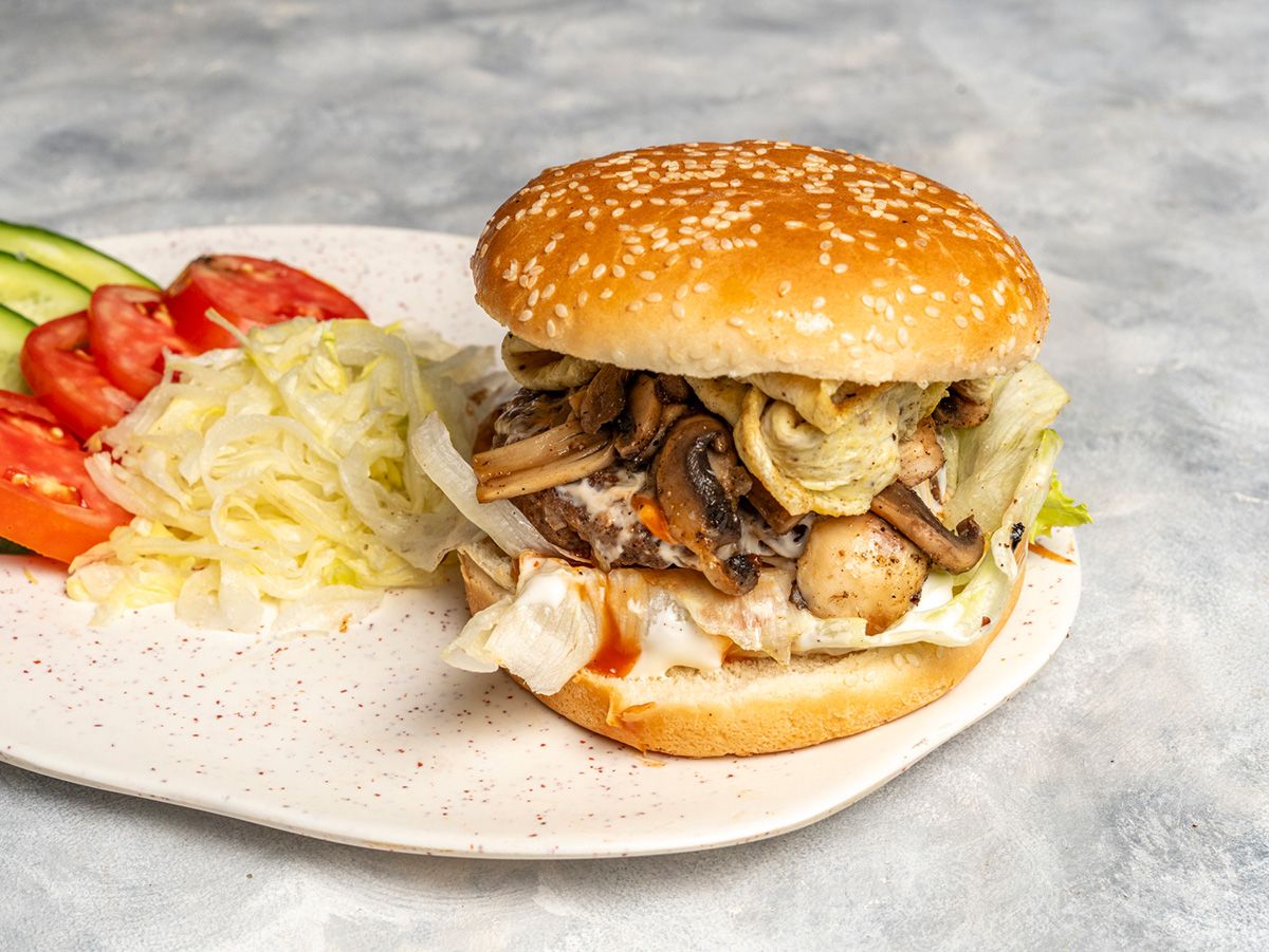 Mushroom Egg Burger Sandwich
