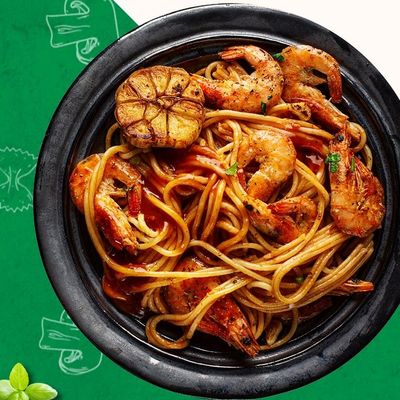 Fried Shrimps Alfredo Pasta