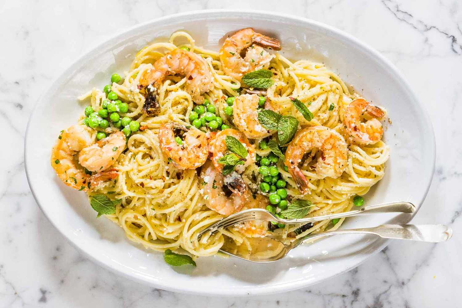 Minted Shrimps Pasta