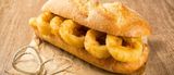 Fried squid eggs sandwich