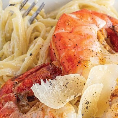 Shrimp Alfredo Baked Pasta