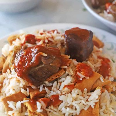 baladi meat fatteh with basmati