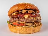 Bacon and Mushroom Beef Burger Sandwich