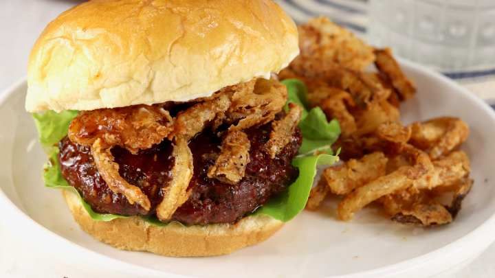 Beef Burger With Crispy Onion Sandwich