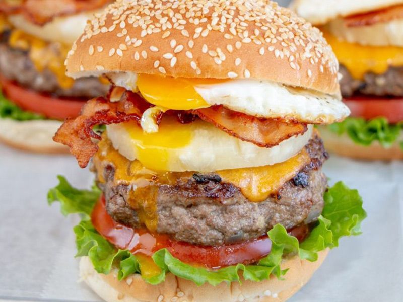 Double egg and cheese Shakamba burger sandwich