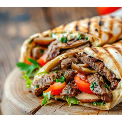 Syrian Arabian Meat Shawerma Sandwich