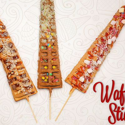 Waffle steak with toppings