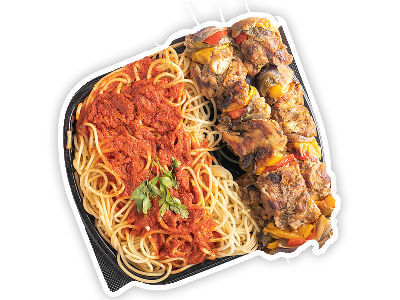 Shish Tawook And Pasta With Red Sauce