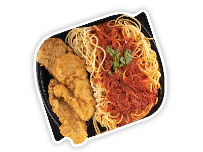 Chicken Pane And Pasta With Red Sauce Meal