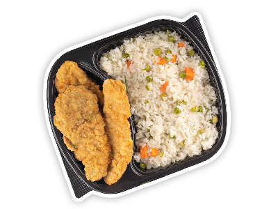 Chicken Pane With Rice With Vegetables Meal