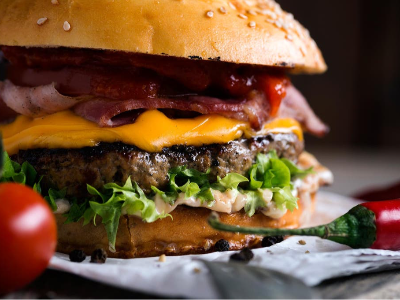 Mix Beef Burger With Beef Bacon Sandwich