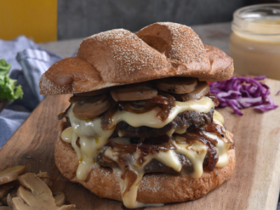 Mushroom Madness Beef Burger Sandwich