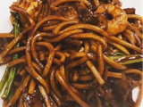 Shrimp pasta stir fry