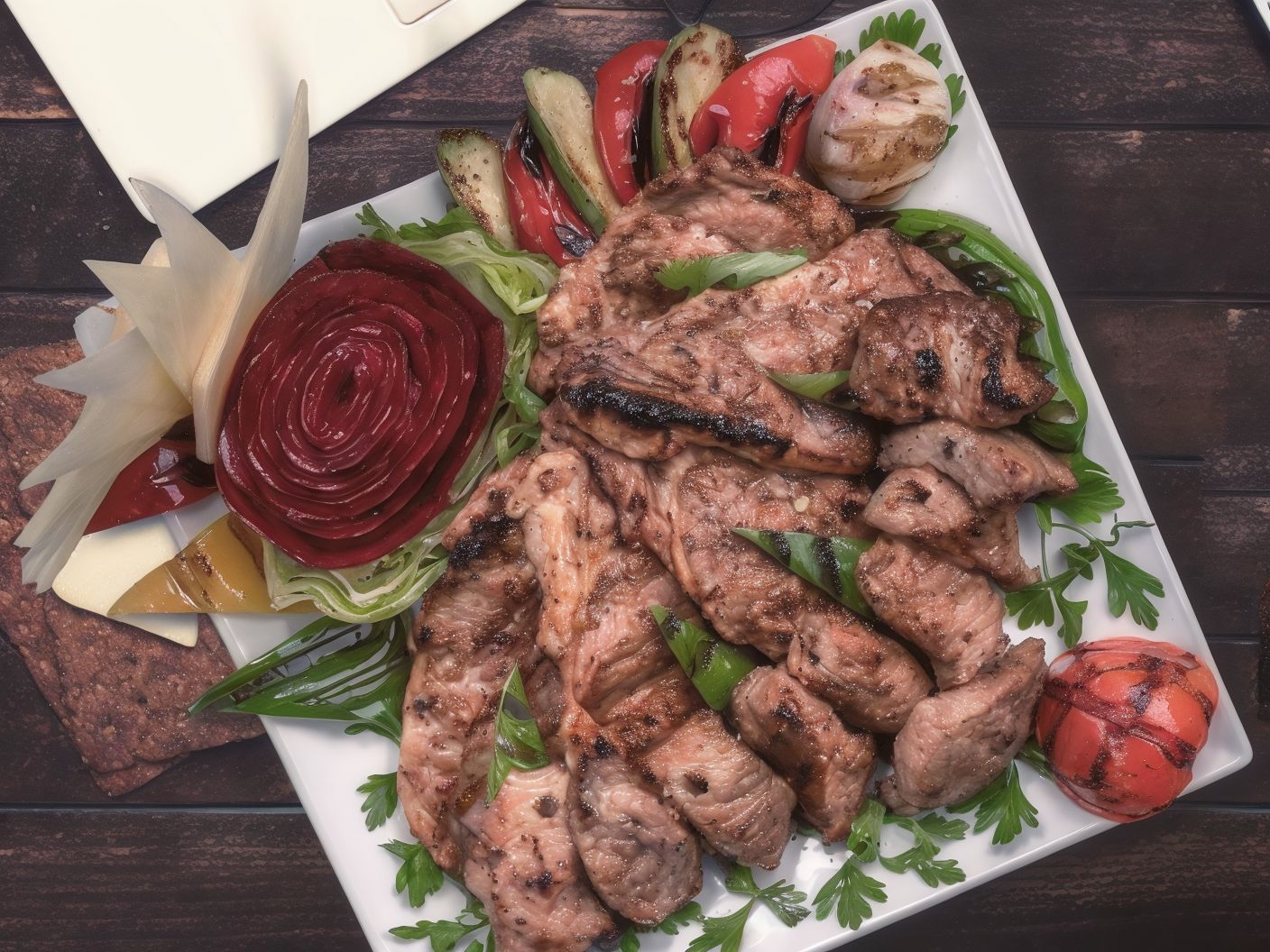 Mixed Grilled Meat On Charcoal