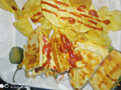 Roumi Cheese With Eggs And Cheddar Cheese Sandwich