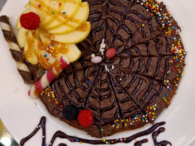 Fruits With Chocolate Waffle
