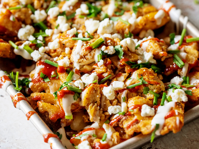 French Fries With Chicken And Cheddar Cheese