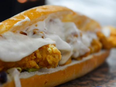 Smoked Turkey With Crunchy Chicken And Mozzarella Cheese Sandwich