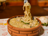 Seafood With Cream Sauce Pasta