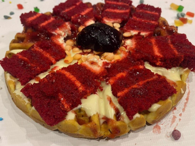 White Red Velvet Waffle