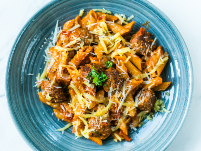 Pasta With Kofta Balls And Tomatoes