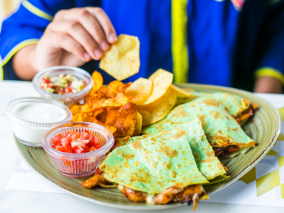 Chicken Taktouka Quesadilla Platter