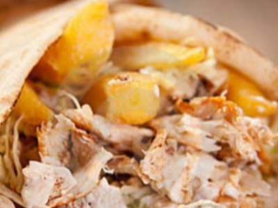 Chicken Shawerma With French Fries Syrian Sandwich
