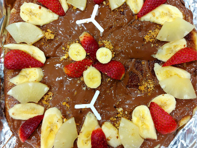 Custard With Nutella Chocolate And Fruits Pie