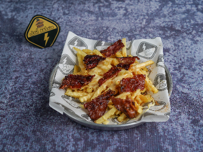 French Fries Packet With Cheese And Beef Bacon