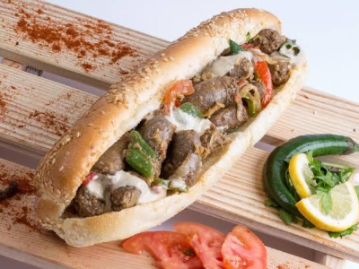 Grilled Oriental Sausage With Mixture Sandwich