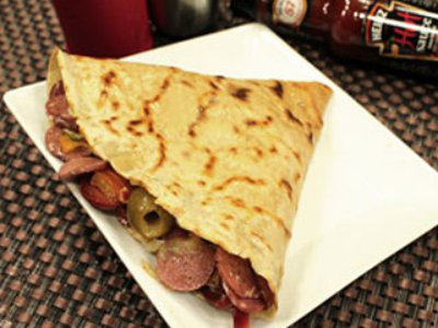Beef Burger And Hot Dog Crepe